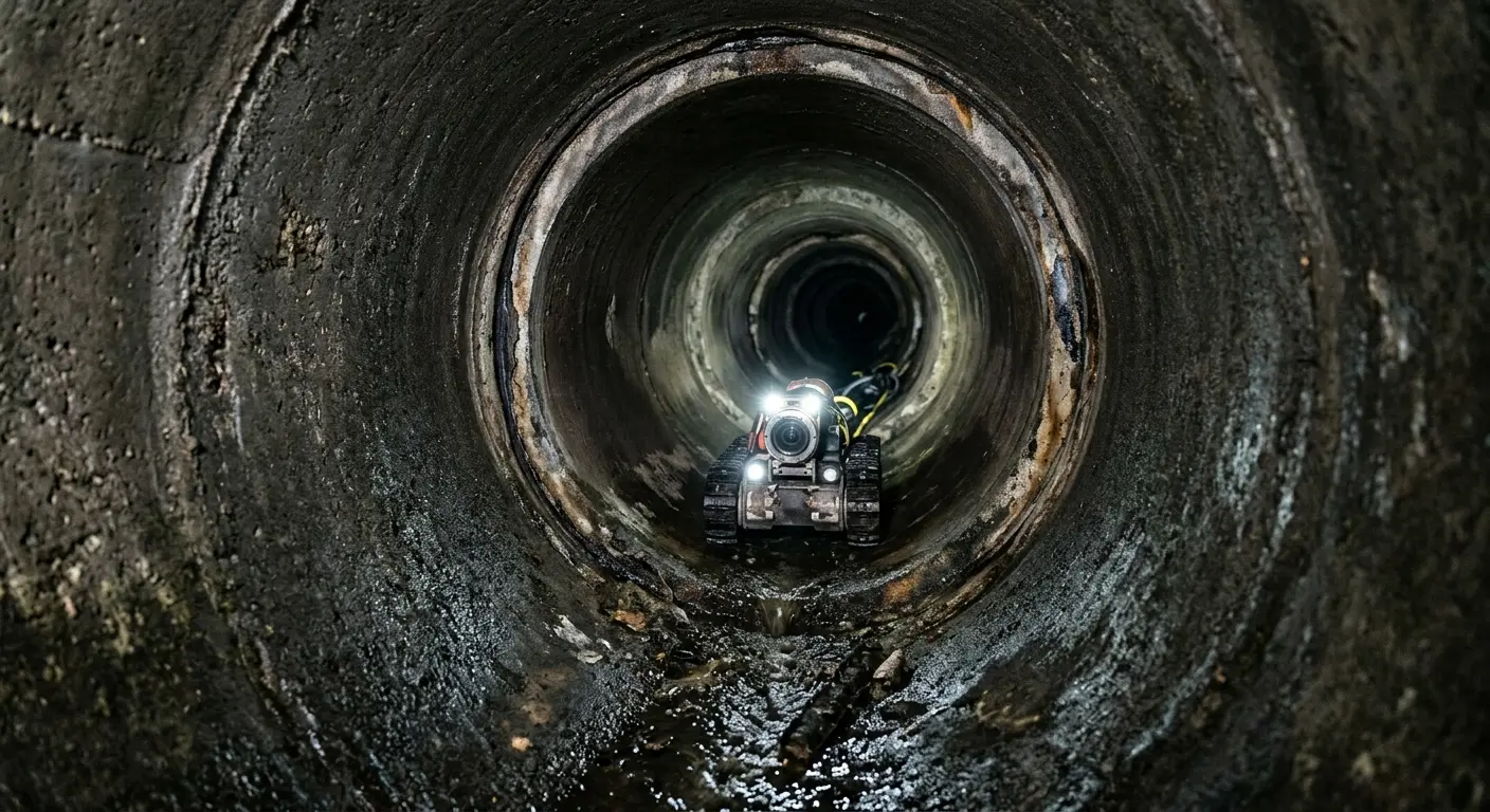 Robotic sewer camera inspecting pipe interior for Sewer Line Cleaning in Church Hill